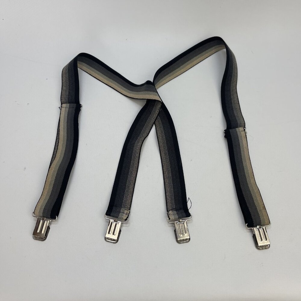 Vintage Striped Elastic Suspenders Heritahe Workwear Grandpa Formal Old School